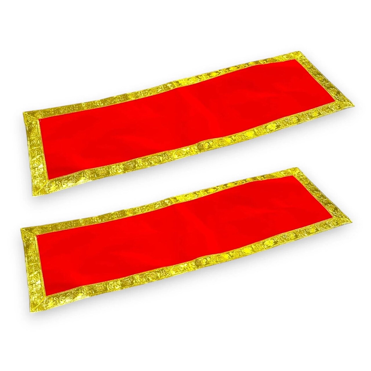 2/4CT Velvet Pooja Mat Aasan Cloth for God Goddess Idol Puja Asan Mandir Temple Home Office Decor Base Chowki Asana Indian Festival Diwali Decoration Item Housewarming Gift